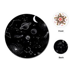 Black Space Drawing Art Planet Drawing Stars Black Space Galaxy Outer Space Playing Cards Single Design (round)