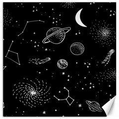 Black Space Drawing Art Planet Drawing Stars Black Space Galaxy Outer Space Canvas 12  X 12  by Perong