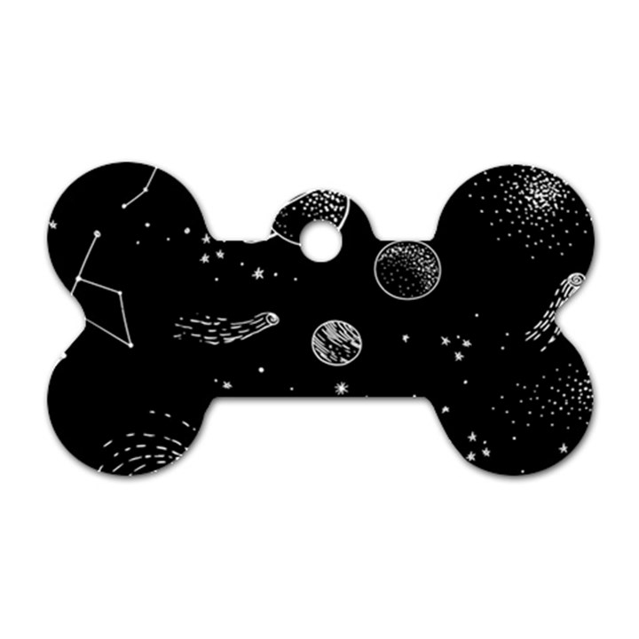 Black Space Drawing Art Planet Drawing Stars Black Space Galaxy Outer Space Dog Tag Bone (Two Sides)