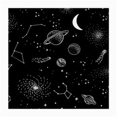 Black Space Drawing Art Planet Drawing Stars Black Space Galaxy Outer Space Medium Glasses Cloth (2 Sides) by Perong