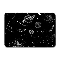 Black Space Drawing Art Planet Drawing Stars Black Space Galaxy Outer Space Small Doormat by Perong