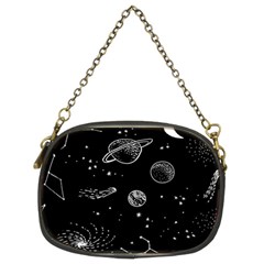 Black Space Drawing Art Planet Drawing Stars Black Space Galaxy Outer Space Chain Purse (two Sides) by Perong