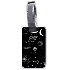 Black Space Drawing Art Planet Drawing Stars Black Space Galaxy Outer Space Luggage Tag (one Side) by Perong