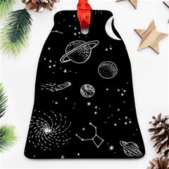 Black Space Drawing Art Planet Drawing Stars Black Space Galaxy Outer Space Bell Ornament (two Sides)