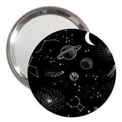 Black Space Drawing Art Planet Drawing Stars Black Space Galaxy Outer Space 3  Handbag Mirrors by Perong