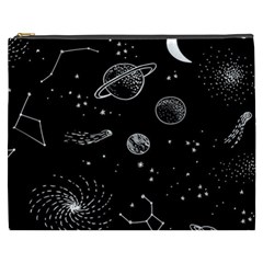 Black Space Drawing Art Planet Drawing Stars Black Space Galaxy Outer Space Cosmetic Bag (xxxl) by Perong