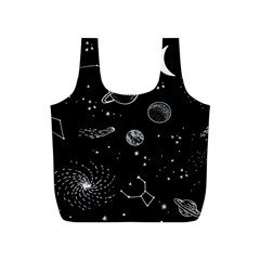 Black Space Drawing Art Planet Drawing Stars Black Space Galaxy Outer Space Full Print Recycle Bag (s) by Perong