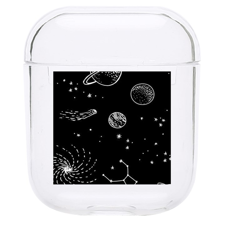 Black Space Drawing Art Planet Drawing Stars Black Space Galaxy Outer Space Hard PC AirPods 1/2 Case