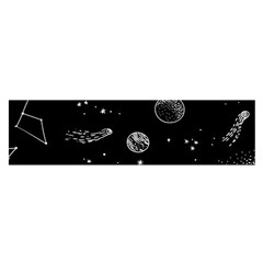 Black Space Drawing Art Planet Drawing Stars Black Space Galaxy Outer Space Oblong Satin Scarf (16  X 60 ) by Perong