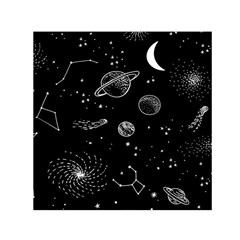 Black Space Drawing Art Planet Drawing Stars Black Space Galaxy Outer Space Square Satin Scarf (30  X 30 ) by Perong