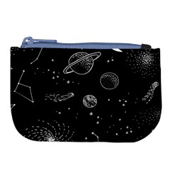 Black Space Drawing Art Planet Drawing Stars Black Space Galaxy Outer Space Large Coin Purse by Perong