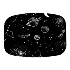 Black Space Drawing Art Planet Drawing Stars Black Space Galaxy Outer Space Mini Square Pill Box by Perong