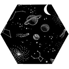 Black Space Drawing Art Planet Drawing Stars Black Space Galaxy Outer Space Wooden Puzzle Hexagon by Perong