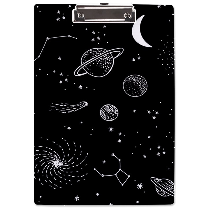 Black Space Drawing Art Planet Drawing Stars Black Space Galaxy Outer Space A4 Acrylic Clipboard