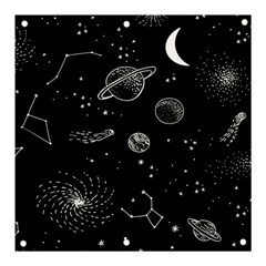 Black Space Drawing Art Planet Drawing Stars Black Space Galaxy Outer Space Banner And Sign 3  X 3  by Perong