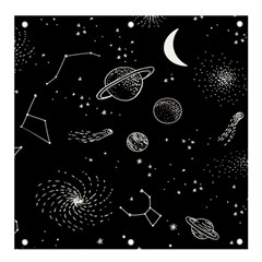 Black Space Drawing Art Planet Drawing Stars Black Space Galaxy Outer Space Banner And Sign 4  X 4  by Perong