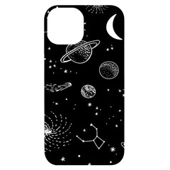 Black Space Drawing Art Planet Drawing Stars Black Space Galaxy Outer Space Iphone 14 Black Uv Print Case by Perong