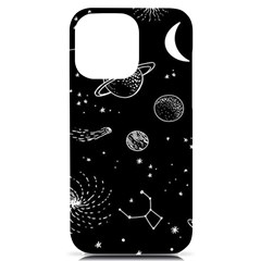 Black Space Drawing Art Planet Drawing Stars Black Space Galaxy Outer Space Iphone 14 Pro Max Black Uv Print Case by Perong