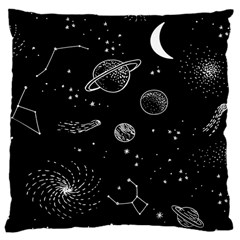 Black Space Drawing Art Planet Drawing Stars Black Space Galaxy Outer Space 16  Baby Flannel Cushion Case (two Sides)