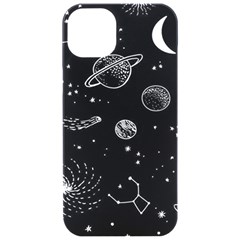 Black Space Drawing Art Planet Drawing Stars Black Space Galaxy Outer Space Iphone 15 Pro Black Uv Print Pc Hardshell Case by Perong