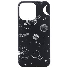 Black Space Drawing Art Planet Drawing Stars Black Space Galaxy Outer Space Iphone 15 Pro Max Black Uv Print Pc Hardshell Case by Perong