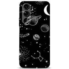 Black Space Drawing Art Planet Drawing Stars Black Space Galaxy Outer Space Samsung Galaxy S24 Plus 6 7 Inch Black Tpu Uv Case by Perong