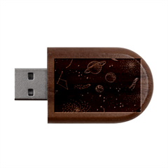 Black Space Drawing Art Planet Drawing Stars Black Space Galaxy Outer Space Wood Oval Usb Flash Drive