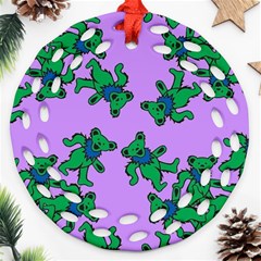 Grateful Dead Bears  Pattern Ornament (round Filigree)