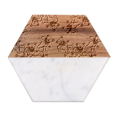 Grateful Dead Bears  Pattern Marble Wood Coaster (hexagon)  by Perong