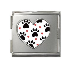 Dog Paw Vector Seamless Pattern With Hearts Mega Link Heart Italian Charm (18mm)