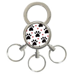 Dog Paw Vector Seamless Pattern With Hearts 3-ring Key Chain by Perong