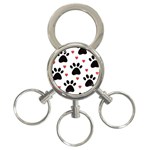 Dog Paw Vector Seamless Pattern With Hearts 3-Ring Key Chain Front