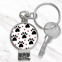 Dog Paw Vector Seamless Pattern With Hearts Nail Clippers Key Chain by Perong