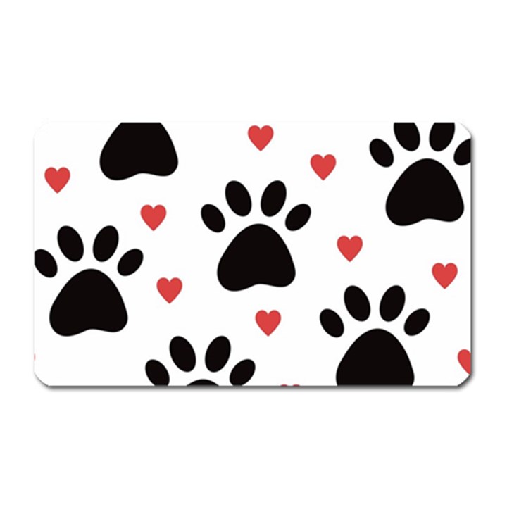 Dog Paw Vector Seamless Pattern With Hearts Magnet (Rectangular)