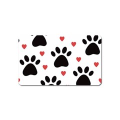 Dog Paw Vector Seamless Pattern With Hearts Magnet (name Card) by Perong