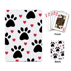 Dog Paw Vector Seamless Pattern With Hearts Playing Cards Single Design (rectangle)