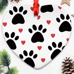 Dog Paw Vector Seamless Pattern With Hearts Heart Ornament (two Sides)