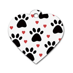 Dog Paw Vector Seamless Pattern With Hearts Dog Tag Heart (two Sides) by Perong