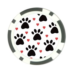 Dog Paw Vector Seamless Pattern With Hearts Poker Chip Card Guard by Perong