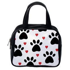 Dog Paw Vector Seamless Pattern With Hearts Classic Handbag (one Side) by Perong