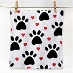 Dog Paw Vector Seamless Pattern With Hearts Face Towel Front