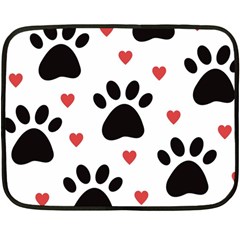 Dog Paw Vector Seamless Pattern With Hearts Fleece Blanket (mini) by Perong