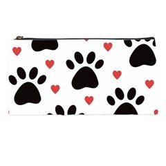 Dog Paw Vector Seamless Pattern With Hearts Pencil Case by Perong