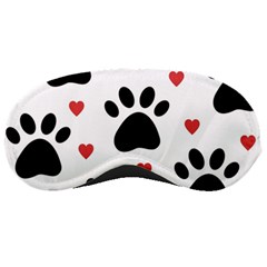 Dog Paw Vector Seamless Pattern With Hearts Sleep Mask by Perong