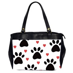 Dog Paw Vector Seamless Pattern With Hearts Oversize Office Handbag (2 Sides) by Perong