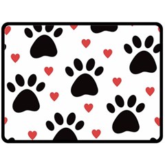 Dog Paw Vector Seamless Pattern With Hearts Fleece Blanket (large) by Perong