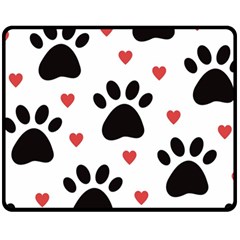 Dog Paw Vector Seamless Pattern With Hearts Fleece Blanket (medium) by Perong