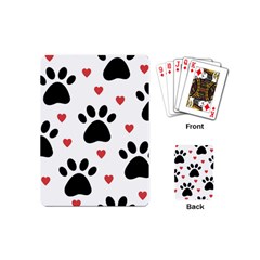 Dog Paw Vector Seamless Pattern With Hearts Playing Cards Single Design (mini)