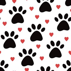 Dog Paw Vector Seamless Pattern With Hearts Play Mat (square) by Perong