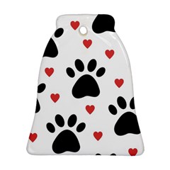 Dog Paw Vector Seamless Pattern With Hearts Bell Ornament (two Sides) by Perong